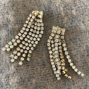 Elegant Gold and Silver Crystal Dangle Earrings